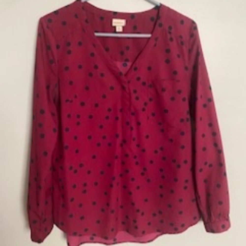 Maroon with navy dots blouse
